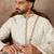 Men white jacquard woven design floral straight kurta with dupatta