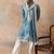 Men blue silk blend woven design floral straight kurta with dupatta