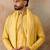 Men yellow jacquard woven design floral straight kurta with dupatta