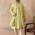 Men green jacquard woven design floral straight kurta with dupatta