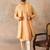 Men peach jacquard woven design floral straight kurta with dupatta