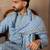 Men blue jacquard woven design floral straight kurta with dupatta