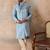 Men blue jacquard woven design floral straight kurta with dupatta