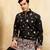 Men black silk blend embroidered straight kurta sets