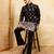 Men black silk blend embroidered straight kurta sets