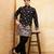 Men black silk blend embroidered straight kurta sets