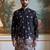 Men black silk blend embroidered straight kurta sets