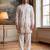 Men white silk blend embroidered straight kurta sets
