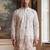 Men white silk blend embroidered straight kurta sets