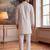 Men white silk blend embroidered straight kurta sets