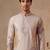 Men taupe silk blend embroidered straight kurta sets