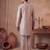 Men taupe silk blend embroidered straight kurta sets