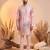 Men pink silk blend embroidered straight kurta sets