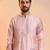 Men pink silk blend embroidered straight kurta sets