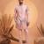 Men pink silk blend embroidered straight kurta sets