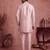Men pink silk blend embroidered straight kurta sets