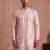 Men pink silk blend embroidered straight kurta sets