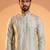 Men green silk blend embroidered straight kurta sets
