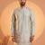 Men green silk blend embroidered straight kurta sets