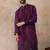Men purple silk blend embroidered straight kurta sets