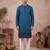 Men blue silk blend embroidered straight kurta sets