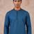 Men blue silk blend embroidered straight kurta sets
