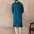 Men blue silk blend embroidered straight kurta sets