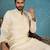 Men off white silk blend embroidered straight kurta sets