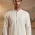 Men off white silk blend embroidered straight kurta sets