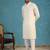 Men off white silk blend embroidered straight kurta sets