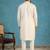 Men off white silk blend embroidered straight kurta sets