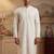 Men off white silk blend embroidered straight kurta sets