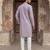 Men lavender silk blend embroidered straight kurta sets