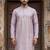Men lavender silk blend embroidered straight kurta sets