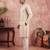 Men off white silk blend embroidered straight kurta sets