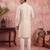 Men off white silk blend embroidered straight kurta sets