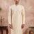 Men off white silk blend embroidered straight kurta sets