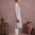 Men lavender silk blend embroidered straight kurta sets