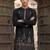 Men black silk blend embroidered straight kurta sets