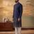 Men blue silk blend embroidered straight kurta sets