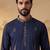 Men blue silk blend embroidered straight kurta sets