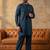 Men blue viscose rayon solid straight pathani set