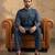Men blue viscose rayon solid straight pathani set