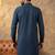 Men blue viscose rayon solid straight pathani set