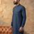 Men blue viscose rayon solid straight pathani set
