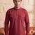 Men red viscose rayon solid straight pathani set