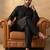 Men black viscose rayon solid straight pathani set
