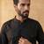 Men black viscose rayon solid straight pathani set