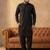 Men black viscose rayon solid straight pathani set