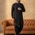 Men black viscose rayon solid straight pathani set